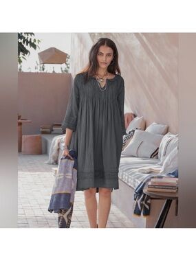 NWT's Sundance Fabienne M Cotton Crinkle Dress Pockets JP Mattie Gray JP Mattie